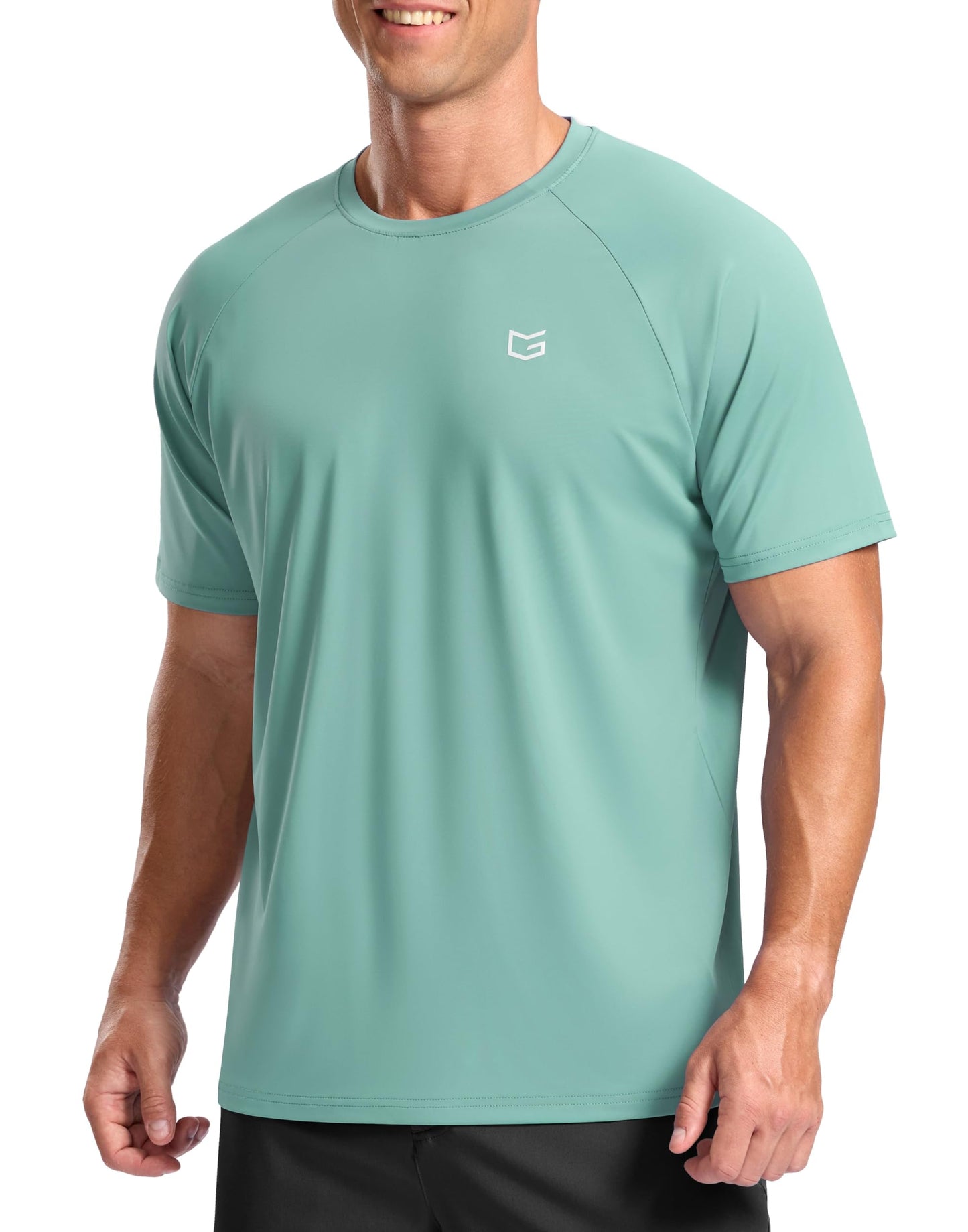 G Gradual Men's Athletic Workout T-Shirts Moisture Wicking Cooling Running Shirts Short Sleeve Performance Tee for Gym Tennis(Jasmine Green,M)