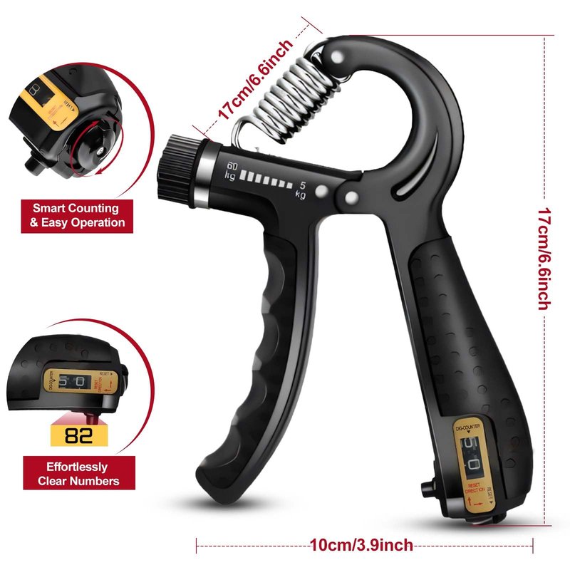Hand Grip Strengthener Set with Piano Finger Exerciser, Silicone Trainer, Grip Ring, TPE Ball, 5 Pieces