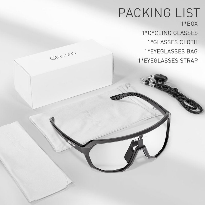 SCVCN Photochromic Cycling Glasses Men Women Clear Sports Sunglasses UV400 Protection for Cycling Running Baseball mtb Driving mountain bike Golf and other outdoor sports 501