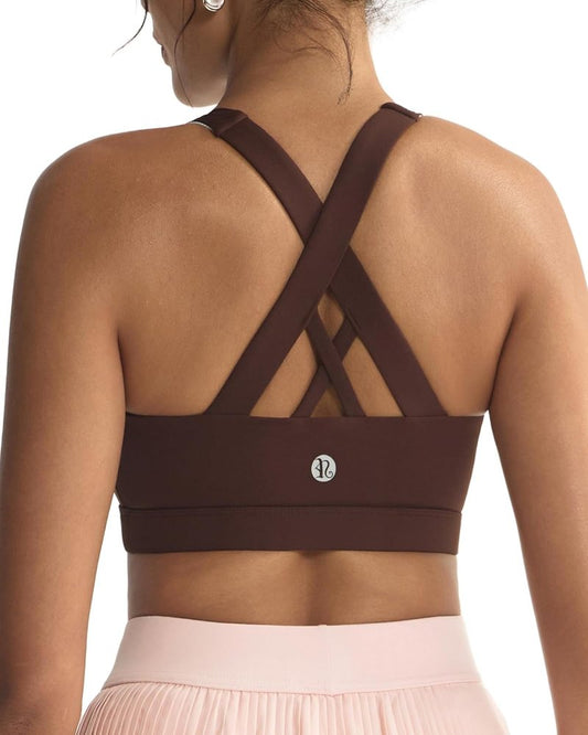 Sports Bras for Women - Padded Criss-Cross Back Design | Medium Support & Removable Cups