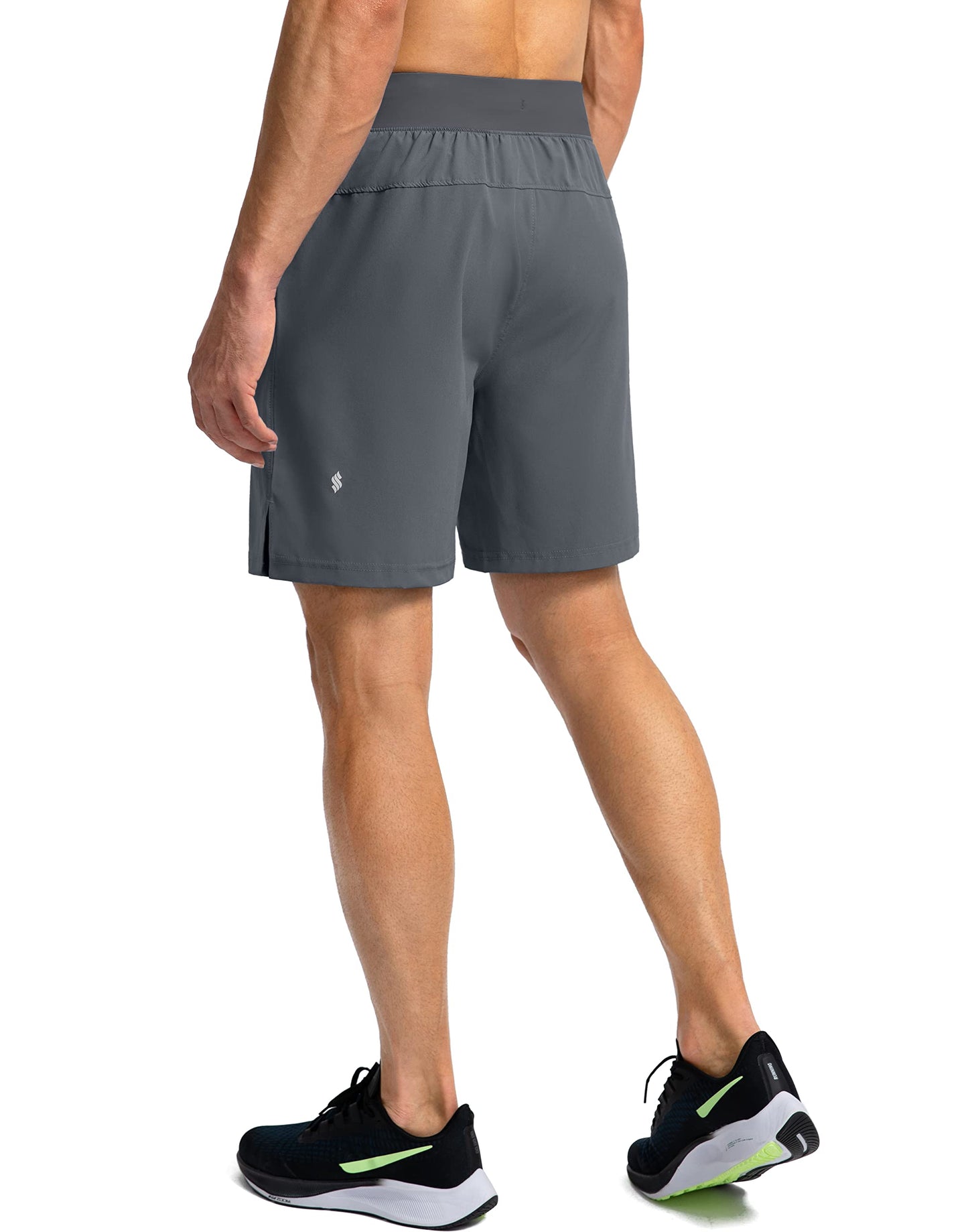 Soothfeel Men's Running Shorts with Zipper Pockets 7 Inch Lightweight Quick Dry Gym Athletic Workout Shorts for Men (Grey, L)