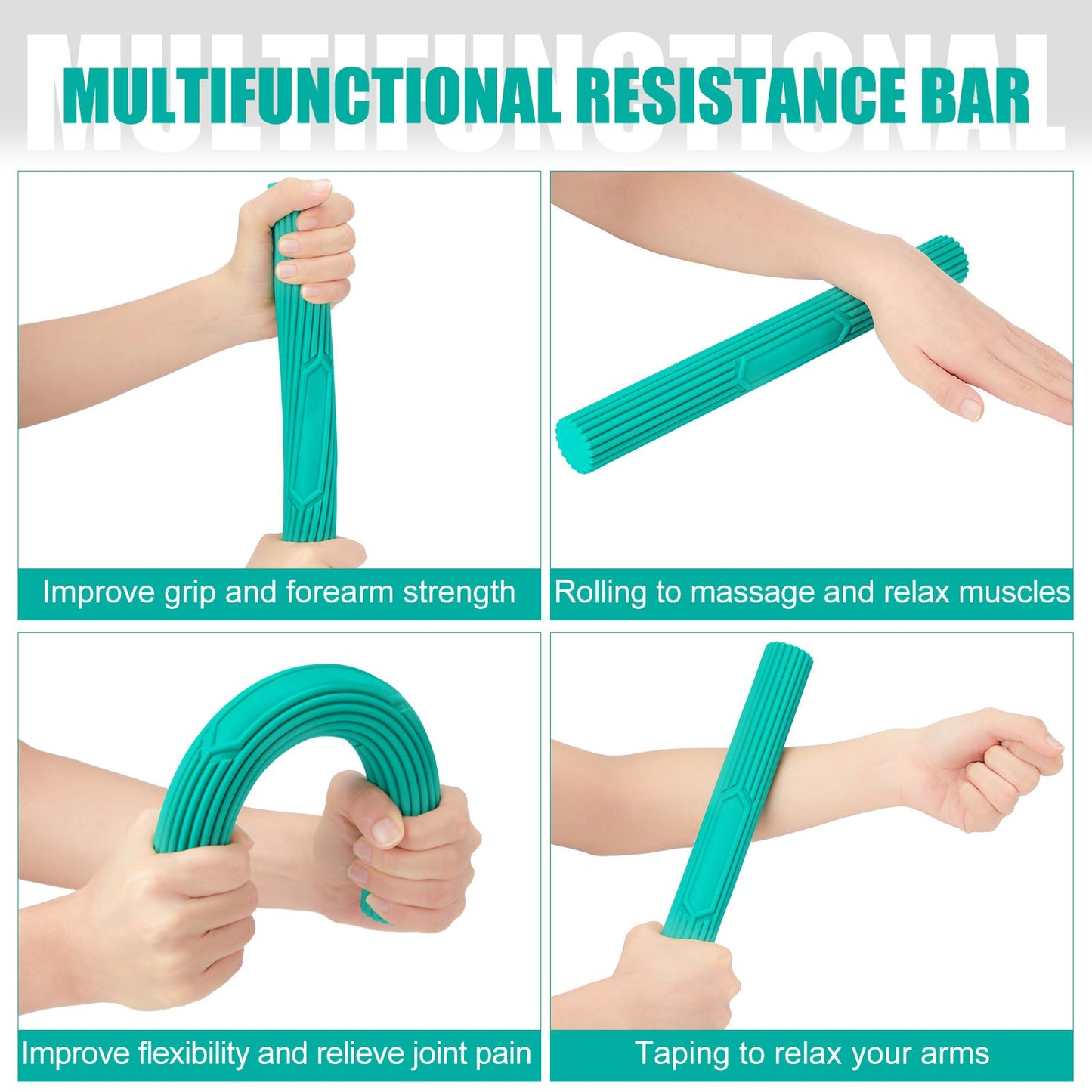 Silipull 3 Pcs Twist Hand Exerciser Bars With 3 Hand Exercise Balls Fitness Resistance Bars for Physical Therapy Flexible Elbow Stress Balls Relieve Tendonitis Pain and Improve Grip Strength