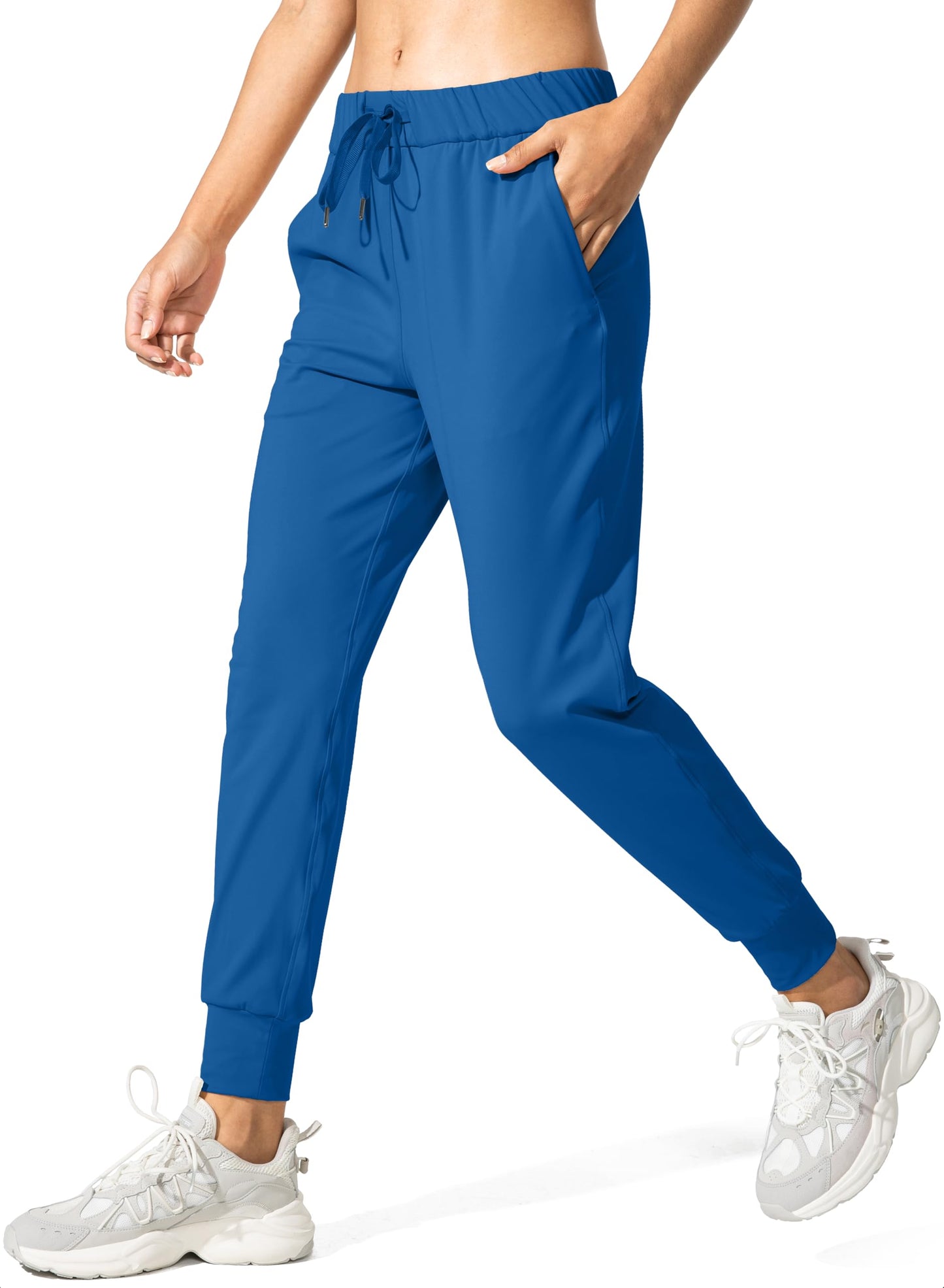 SANTINY Joggers for Women Lightweight Running Drawstring Sweatpants Workout Travel Yoga Athletic Womens Lounge Pants with Pockets(Blue_L)