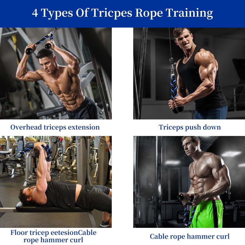 AWEFRANK Deluxe Tricep Rope Pull Down Cable, 27 & 36 Inch Rope Length, Easy to Grip & Non-Slip Cable Attachment for Gym Workout Exercise
