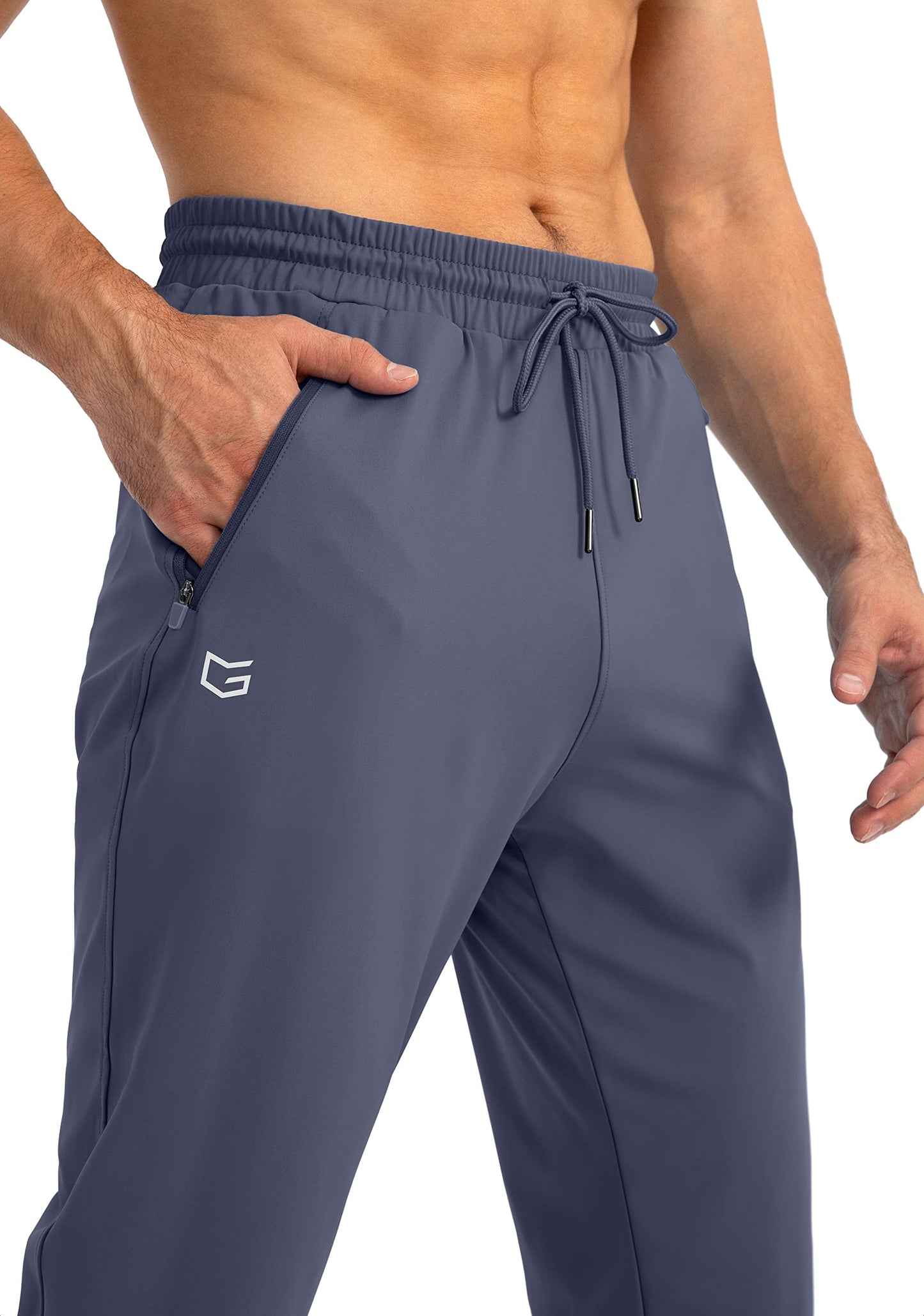G Gradual Men's Sweatpants with Zipper Pockets Tapered Joggers for Men Athletic Pants for Workout, Jogging, Running (Dusty Blue, Small)
