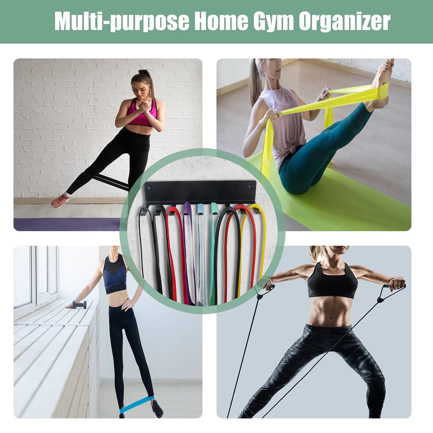 Multi-Purpose Storage Rack Resistance Bands Rack Gym Storage Rack Fitness Bands Rack Heavy Duty Rack for Resistance Bands, Straps, Jump Ropes, Foam Rollers, Chains, Weight Belts, Tools (S)