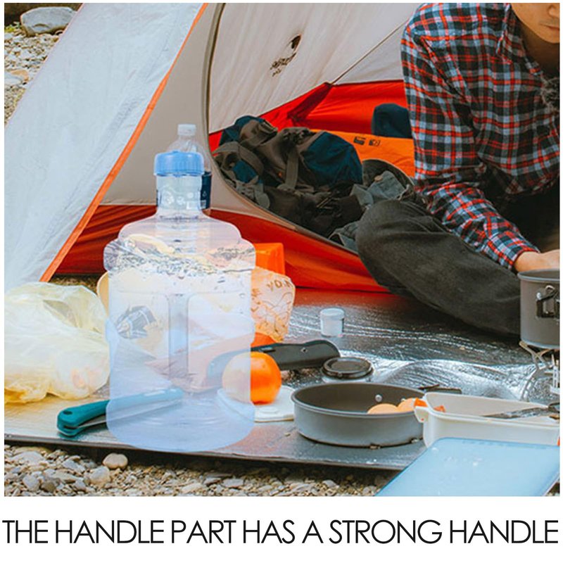 POPETPOP Outdoor Water Jug 3 Liter Transparent Plastic Water Container with Handle and Large Mouth for Camping Hiking Car Use