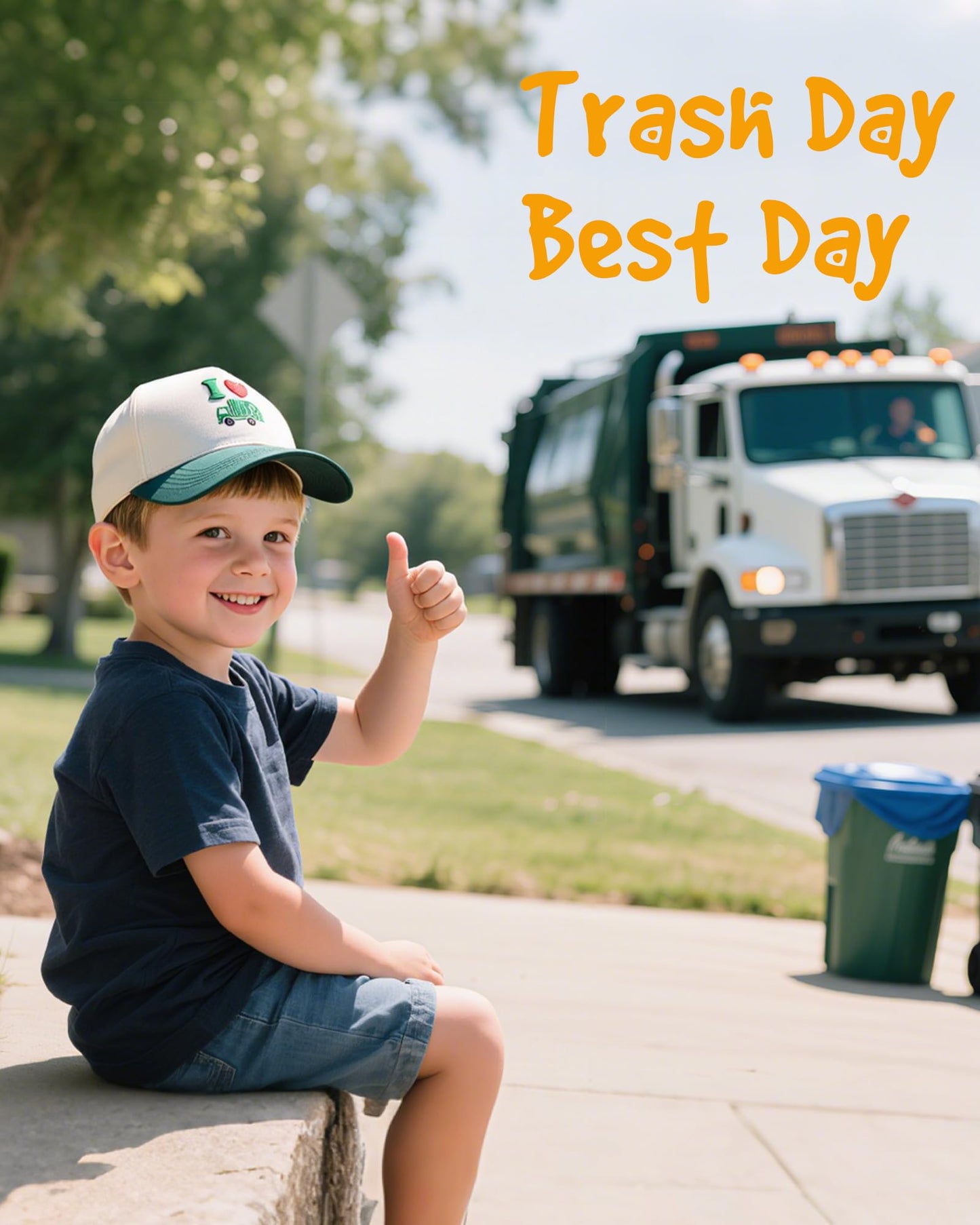 Waldeal Toddler Trucker Hats for Boys and Girls, Halloween Garbage Truck Mesh Snapback Baseball Cap for Kids Ages 2-6 Green