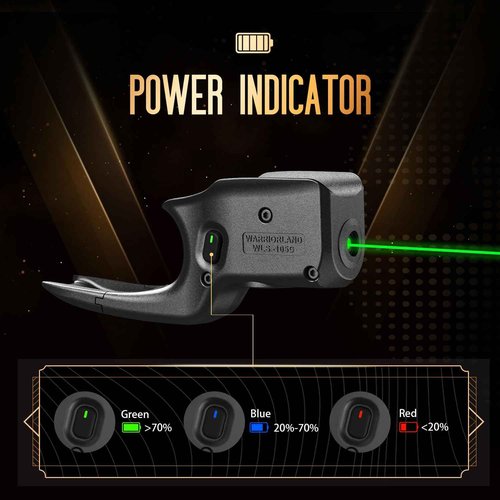 WARRIORLAND Green Laser Sight Fit Glock G42 with Holster Combo, Green Beam Sight with Power Indicator, Custom-Made IWB Kydex Holster Right, Windage and Elevation Adjustment, WLS-105G w/ G42