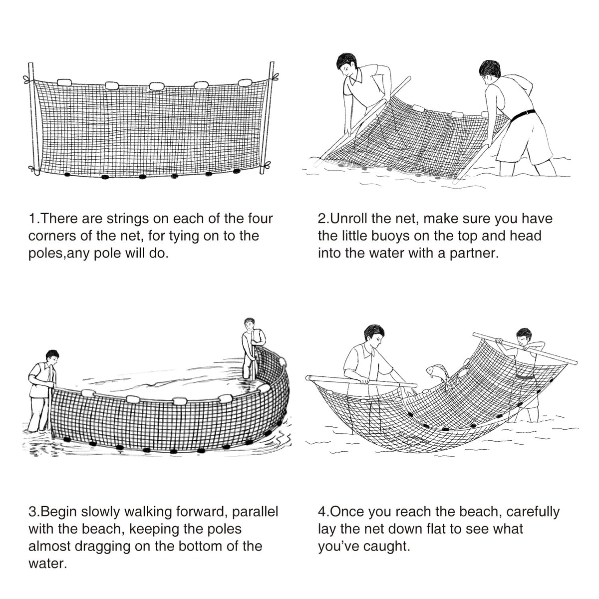 BasicGear Professional Seine Net 4' x 5' | Ultra Strong | Maximizes Catch | Ideal for Both Commercial and Recreational Fishing | Multiple