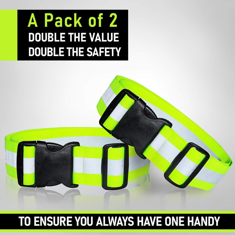 DASHGLOW - 2 Pack - Reflective Glow Belt Safety Gear, Pt Belt, for Running Cycling Walking Marathon Military (2 Pack)