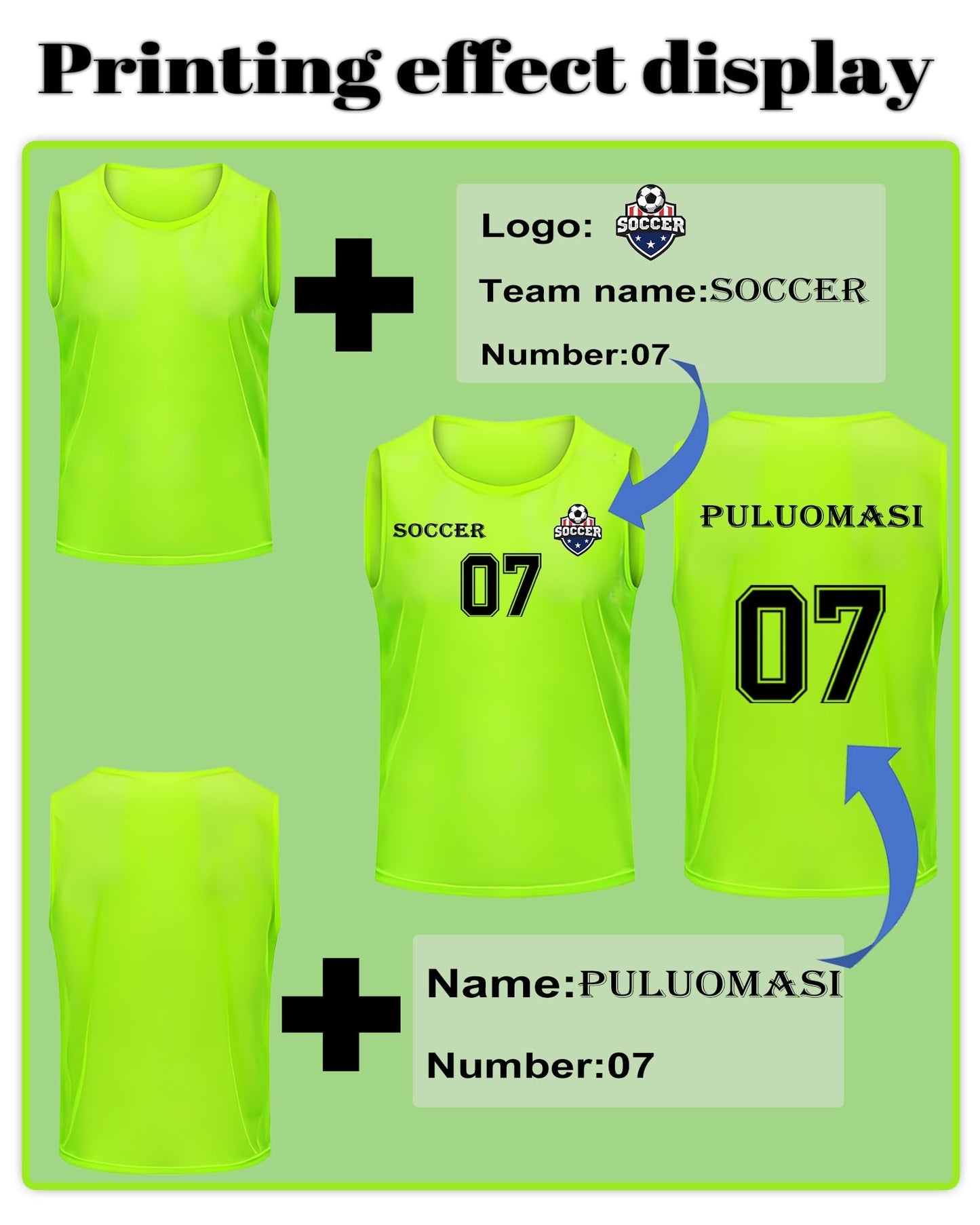 PULUOMASI 1/6/12/24/48 PCS Custom Pinnies Youth with Logo for Team Sports