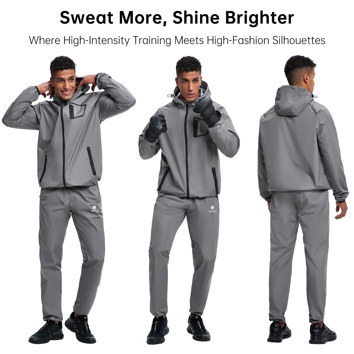 HOTSUIT Sauna Suit Men Non Rip Boxing Sweat Suits Exercise Workout Jacket Pants