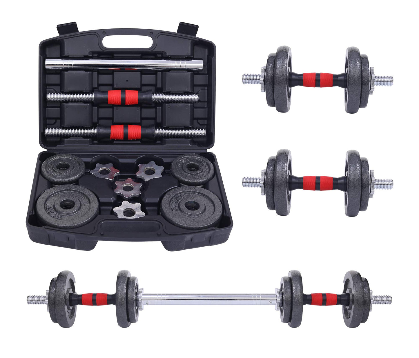 Nice C Adjustable Dumbbells, Barbell Weight Set, Dumbbell Set, Weights Adjustable 22/33/44/66/105 Lbs Home Gym 2 in 1, Anti-Slip Handle, All-Purpose, Office, Fitness