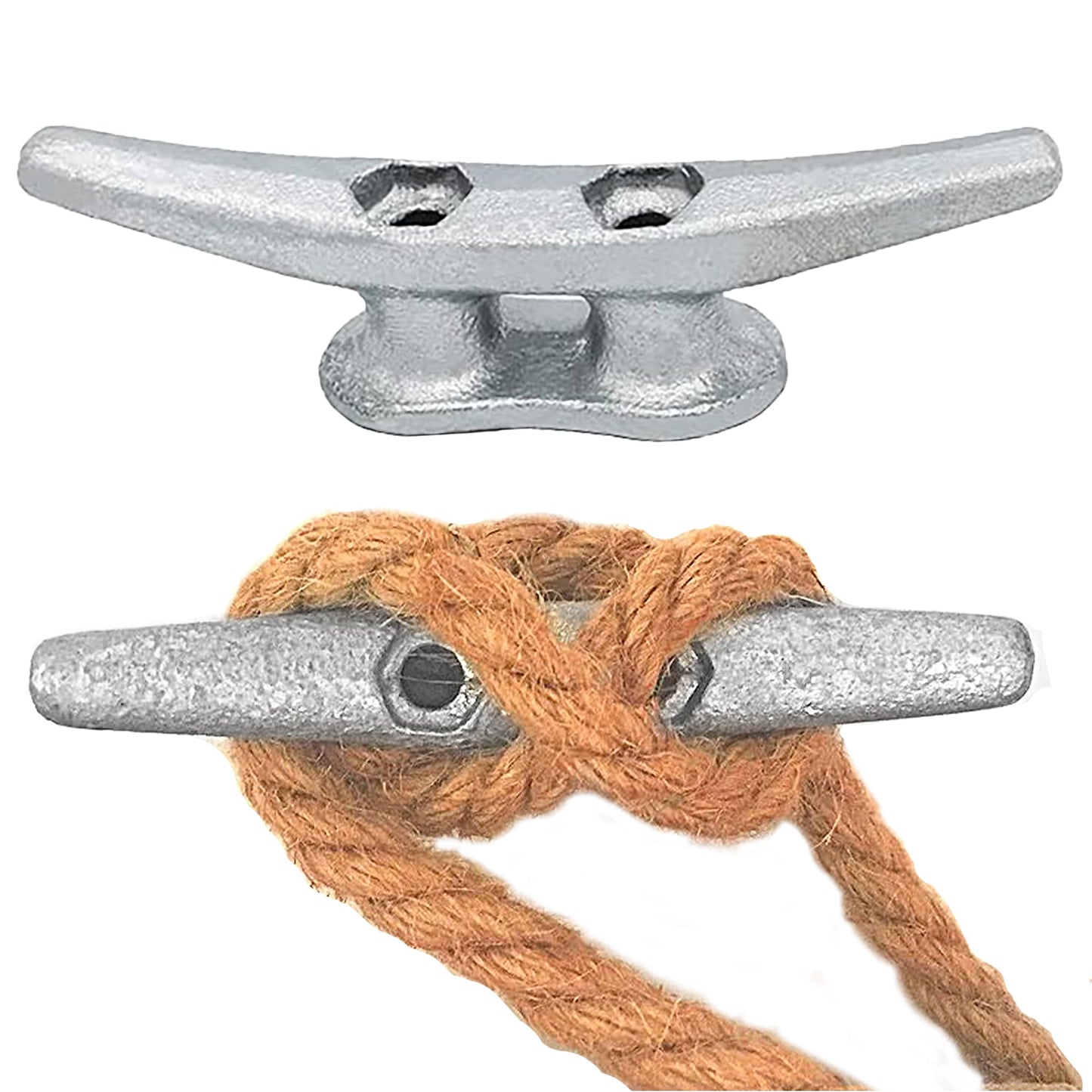 Laorde Cast Iron Dock Cleats 4 inch Small Boat Cleats Galvanized Marine Grade Rope Cleat for Mooring, Pier, Canoe, Nautical Maritime Decor, Tie Down (4 Pack)