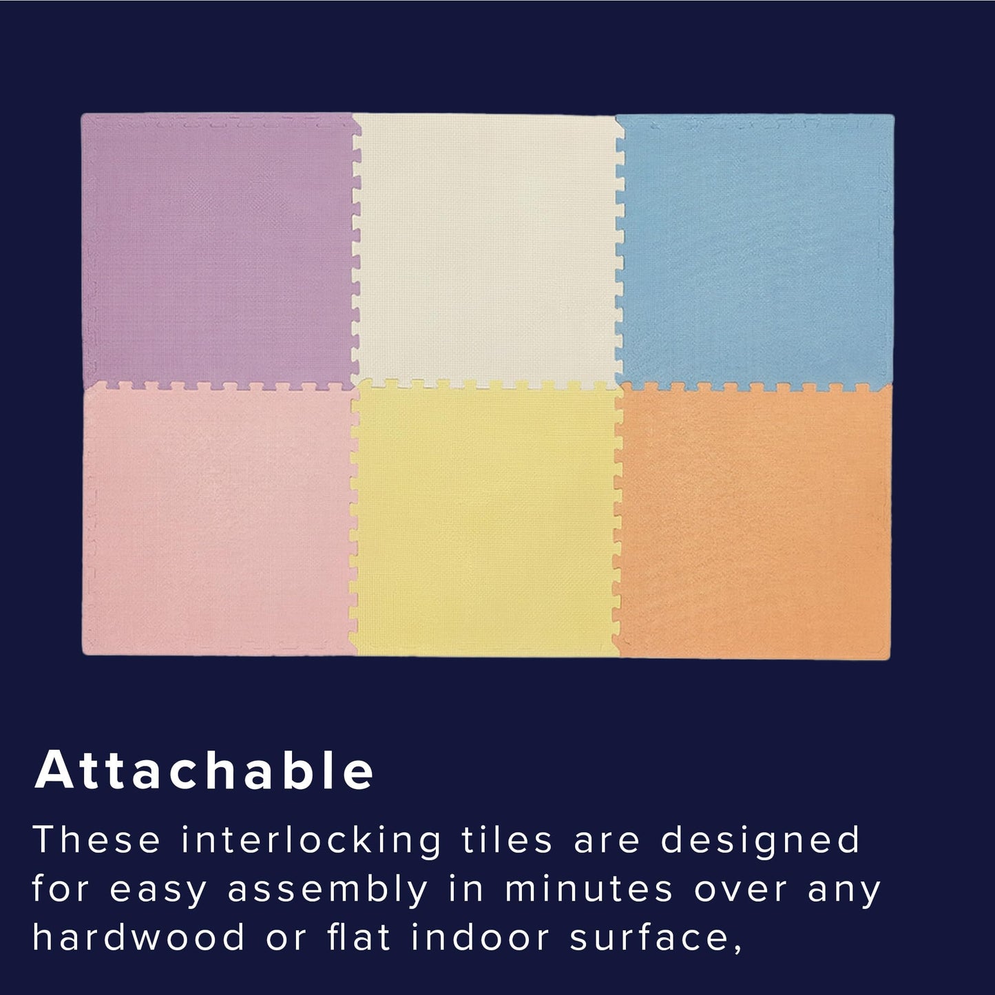 We Sell Mats 3/8" Thick Multipurpose EVA Foam Exercise Floor Mat, Interlocking Tiles, Anti-Fatigue for Home or Gym, 24 in x 24 in, 12 Tiles, Pastel