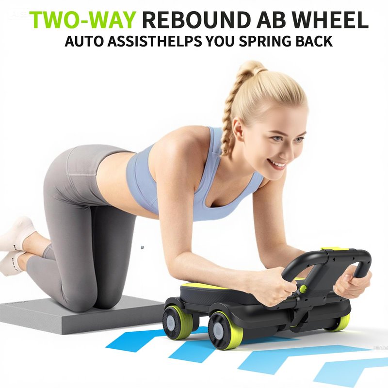 IRISFLY New 4-Wheel Abdominal Roller,Upgraded High-Performance Ab Roller Wheel,Automatic Rebound Ab Roller Board, Strengthen Core & Abs, Ab Machine Perfect for Home Workout