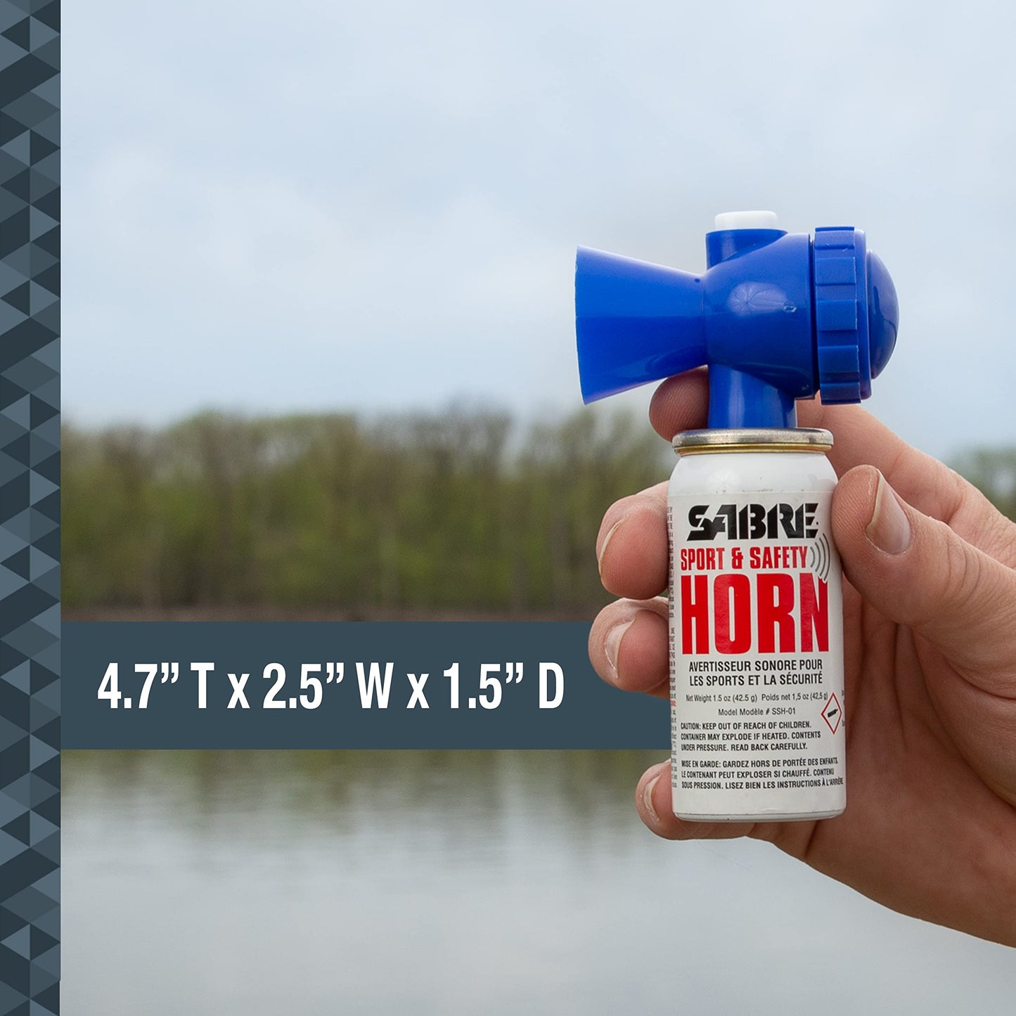 SABRE Sport and Safety Horn, 115 dB Air Horn, 60 ¼ Second or 25 ½ Second Bursts, Audible Up To 1/2-Miles (804-Meters), Perfect for Use at Sporting Events, Boating, Camping, Hiking