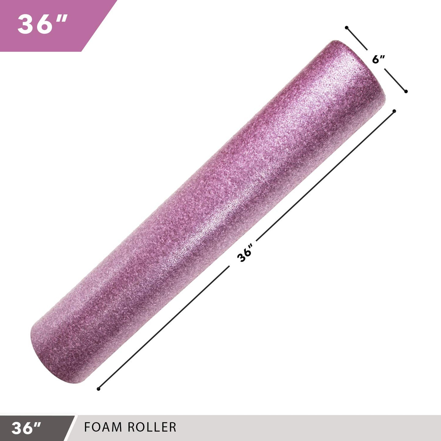 Day 1 Fitness High Density Muscle Foam Rollers - Sports Massage Rollers for Stretching, Physical Therapy, Deep Tissue, Myofascial Release - Ideal for Exercise and Pain Relief – Solid Purple, 24”