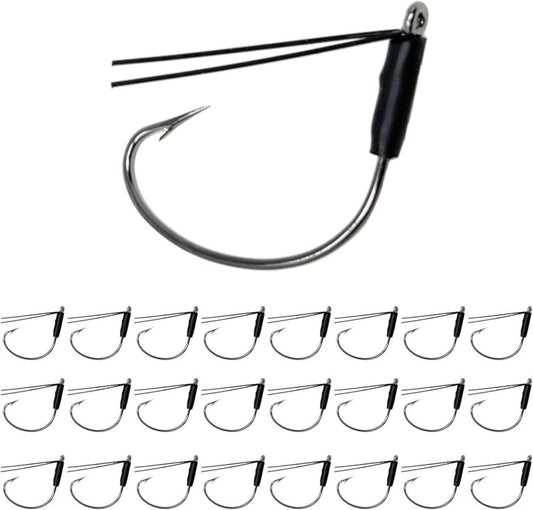 Wacky Hooks - Ultra Sharp Weedless Fishing Hooks | 25 Pack Neko Rig Hooks for Bass Fishing