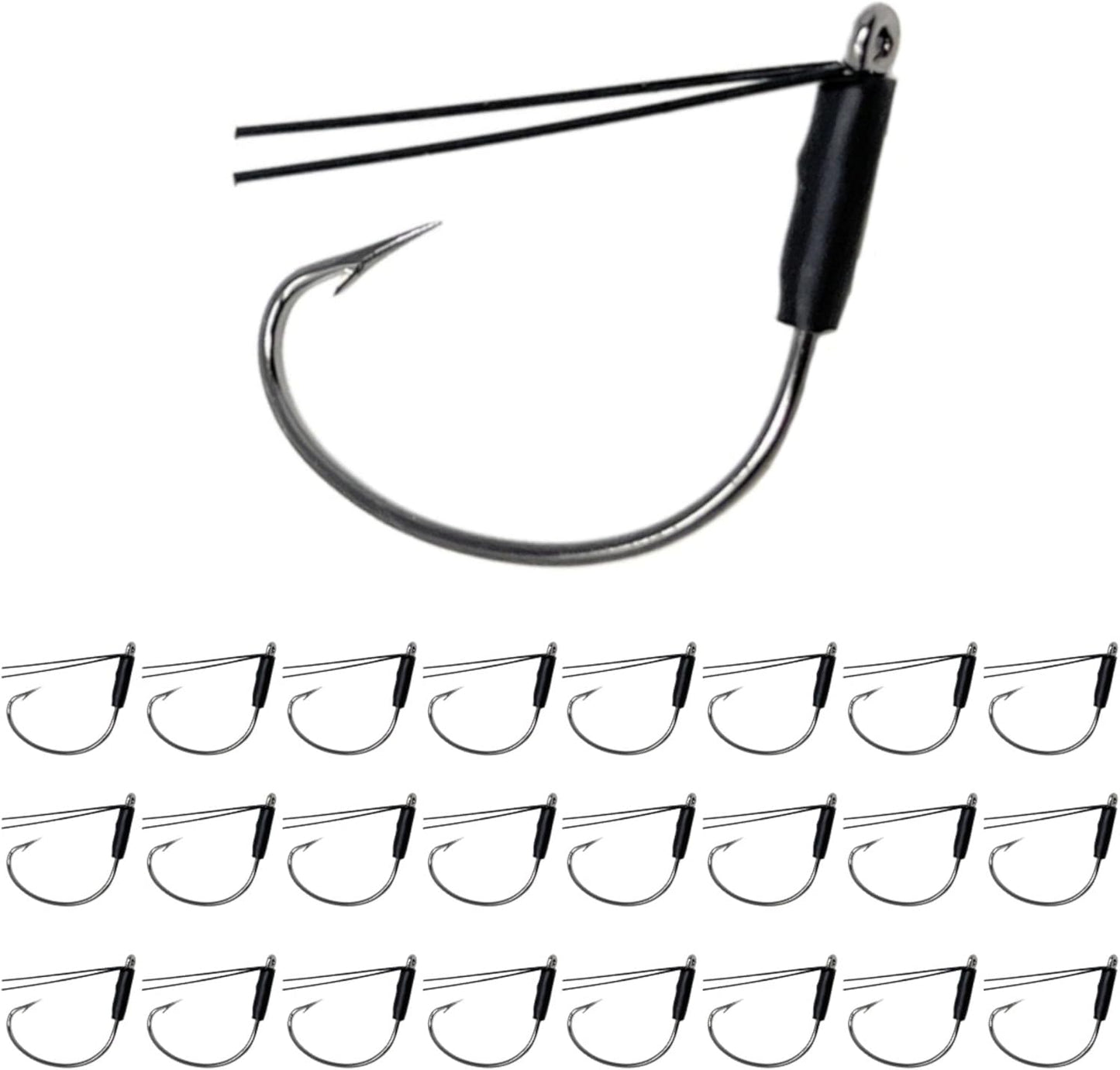 Reaction Tackle Wacky Hooks - Ultra Sharp Weedless Fishing Hooks | 25 Pack Wide Gap Neko Wacky Rig for Bass