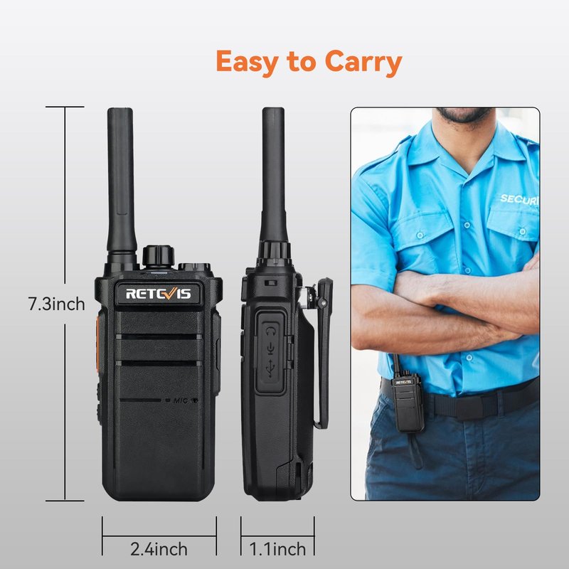 Retevis RB26 Long Range Walkie Talkies, GMRS 2 Way Radios, Rechargeable Two Way Radios, 2000mAh, Durability,Repeater Capable,Security Radio for Security Church Construction School Warehouse(5 Pack)