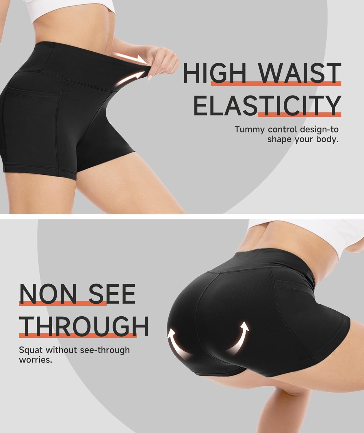 High Waisted Biker Shorts for Women - Soft Black Spandex Workout Shorts | 8"/5"/3" for Yoga, Dance, Volleyball