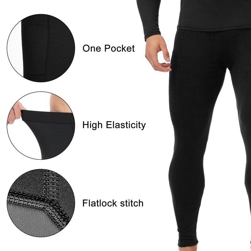 HovSiyla 4 Pack Mens Compression Pocket Athletic Pants Sports Performance Base Layer Wortout Running Tights Gym Spandex Leggings Black Large