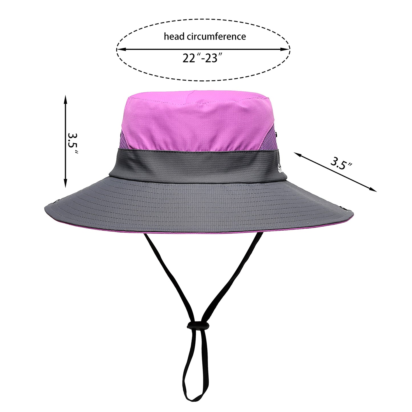 Womens Summer Sun Hat Beach Hat Wide Brim Outdoor UV Protection Hat Foldable Cool Mesh Ponytail Bucket Hat (Purple-Gray)