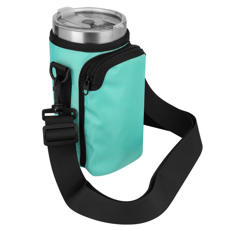 Xxerciz Water Bottle Carrier Bag Compatible with Yeti Rambler 30 oz Cup, Water Bottle Holder with Adjustable Strap, Tumbler Carrier Pouch Accessories for Outdoor Travelling Camping (Green)