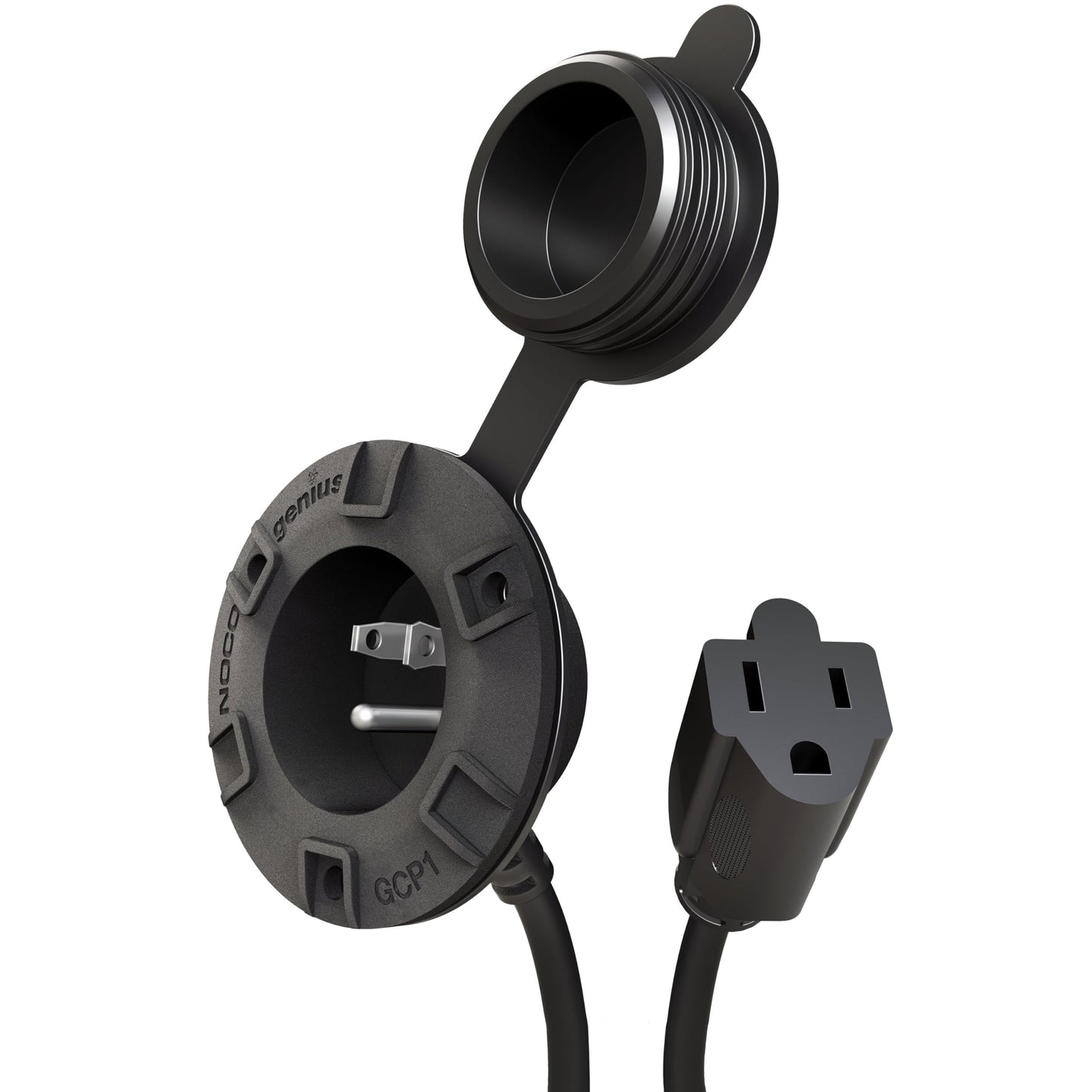 NOCO GCP1 15A AC Port Plug, 125V Power Inlet Socket, and Waterproof Electrical Outlet Receptacle Box with 16-Inch Integrated Outdoor Extension Cord