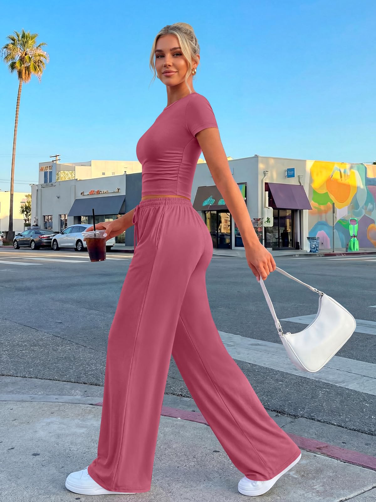 Trendy Queen Womens Petite 2 Two Piece Set 2026 Summer Workout Beach Vacation Cruise Gym Clothes Spring Fashion Lounge Matching School Comfy Airport Travel Outfit Athleisure Clothing