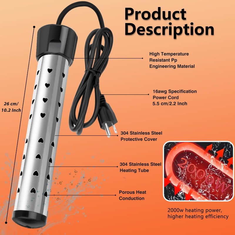 Portable Camping Shower with 2000W Heater, Long-Lasting 7800mAh Rechargeable Camping Shower with Digital Power,3 Spray Modes,IPX7 Waterproof Outdoor Camp Pump for Hiking, Travel, Car, Pet