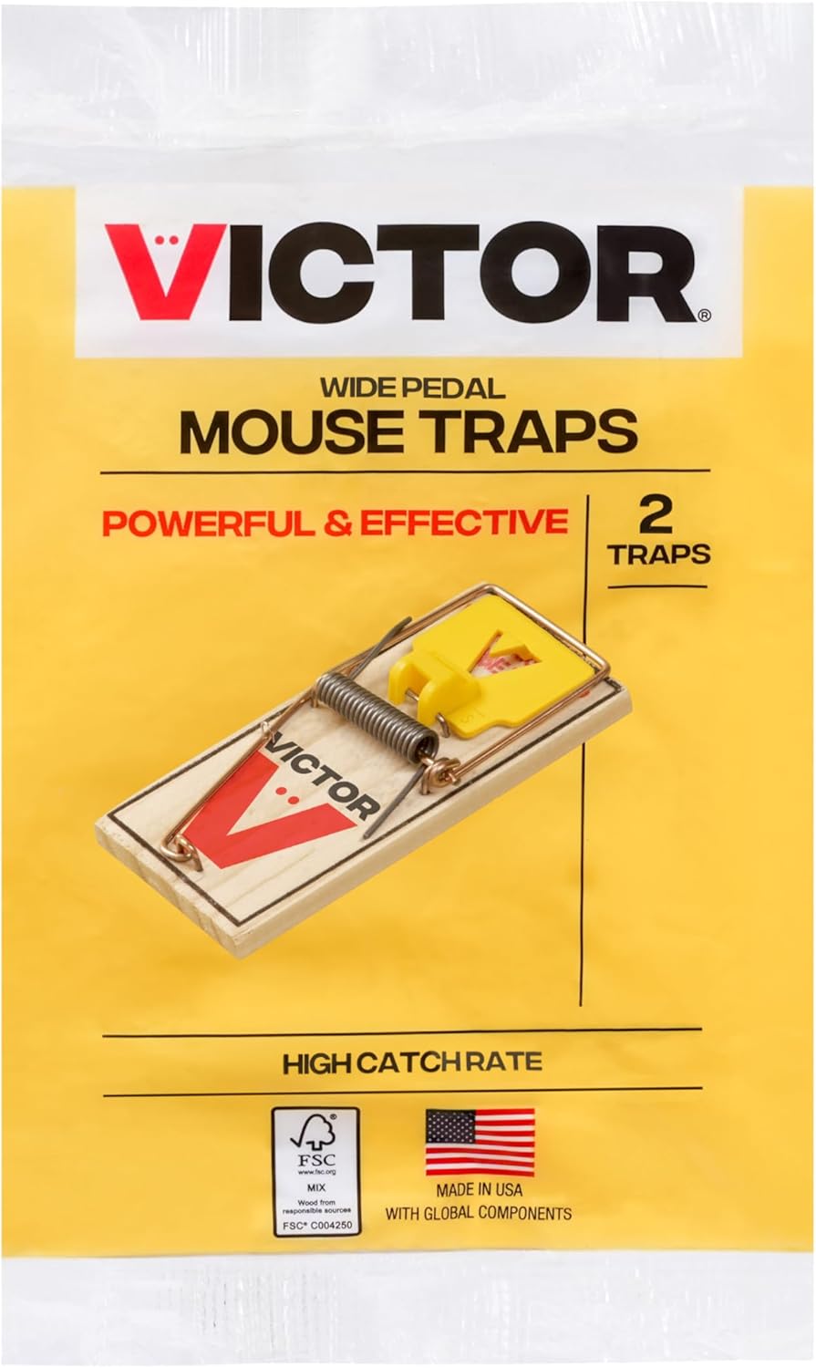 Victor Mouse Traps - Eco-Friendly Wooden Mouse Traps with Plastic Pedal | 12 Pack