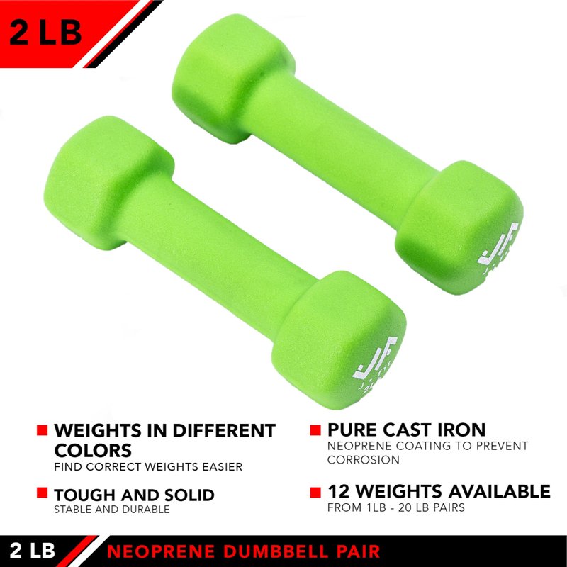 JFIT Neoprene Dumbbell (Set of 2), 2 LBS