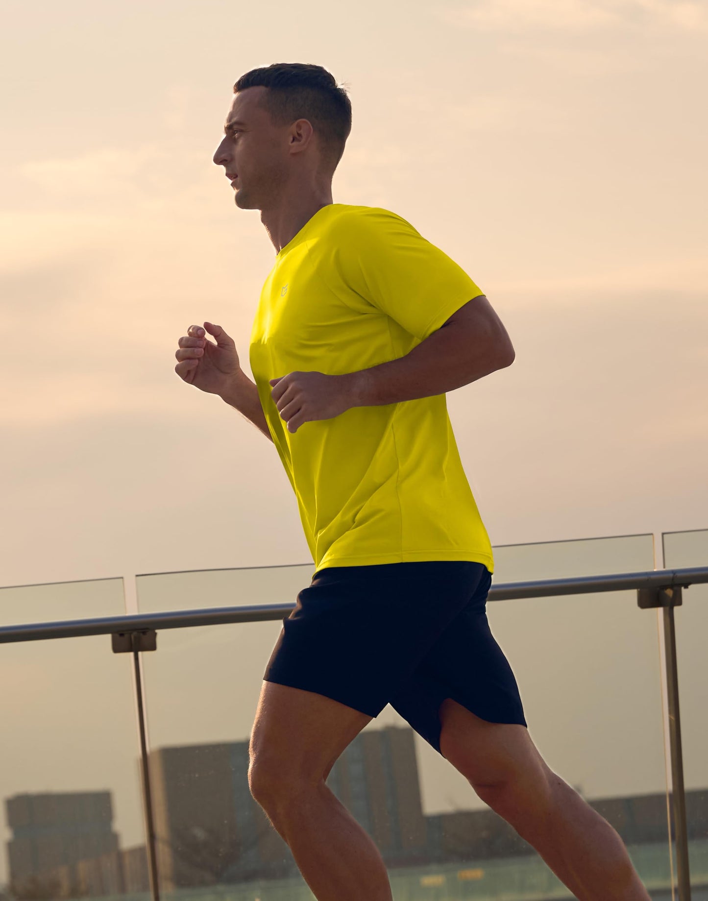 G Gradual Men's Athletic Workout T-Shirts Moisture Wicking Cooling Running Shirts Short Sleeve Performance Tee for Gym Tennis(Yellow,XL)