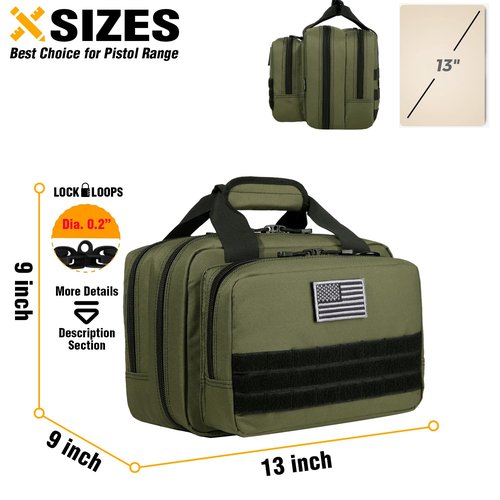 DBTAC Gun Case Bag Compact Small-PLUS | Tactical 3x Pistol Bag Handgun Revolver Shooting Case with Lockable Zipper for Shooting Range Outdoor Hunting, OD Green