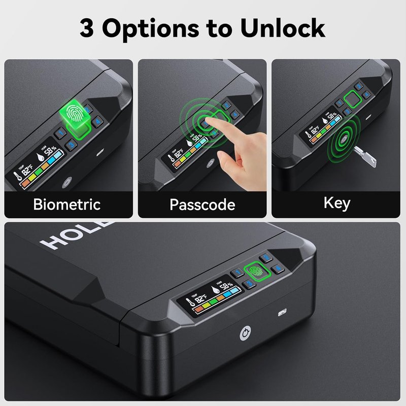 Handheld Car Gun Safe - Biometric Pistol Safe for Handguns | Under Table Fingerprint Mount for Desk & Nightstand