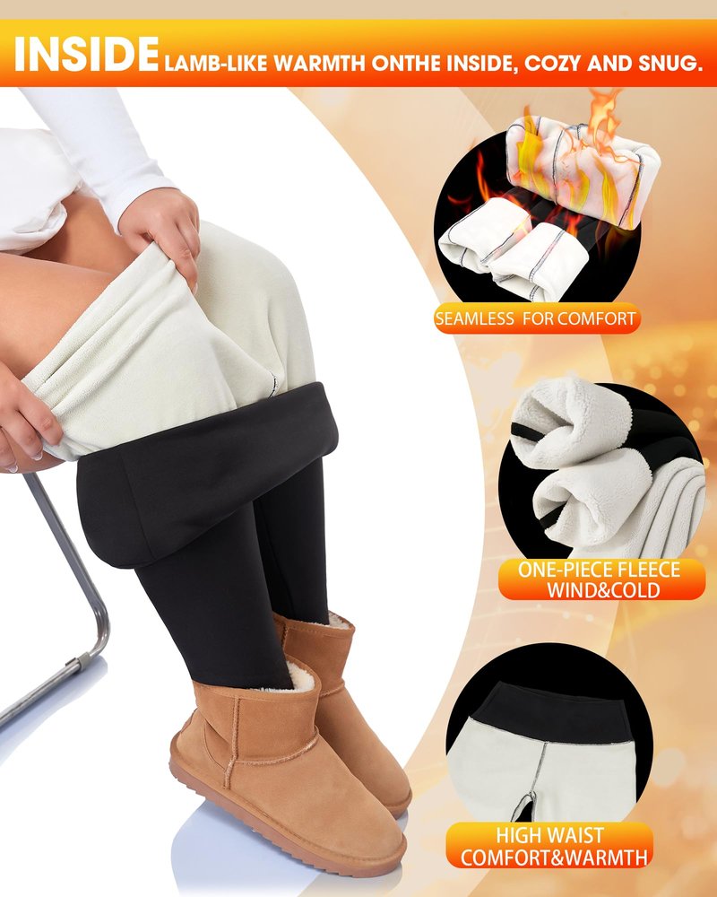 FULLSOFT Plus Size Fleece Lined Leggings Women-High Waist Warm Thick Leggings Winter Thermal Yoga Pants for Snow Cold(Brown,XX-Large)