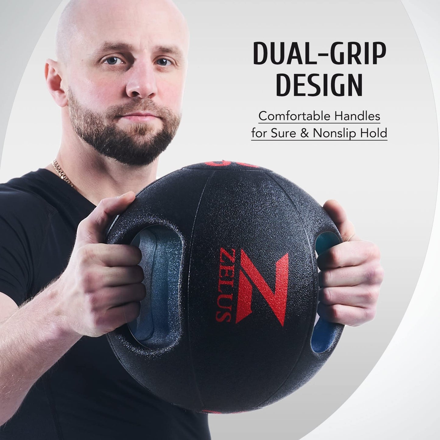 ZELUS Medicine Ball with Dual Grip| 20lb Exercise Ball |Weight Ball with Handles| Textured Grip Exercise Ball |Strength Training| Core Workouts