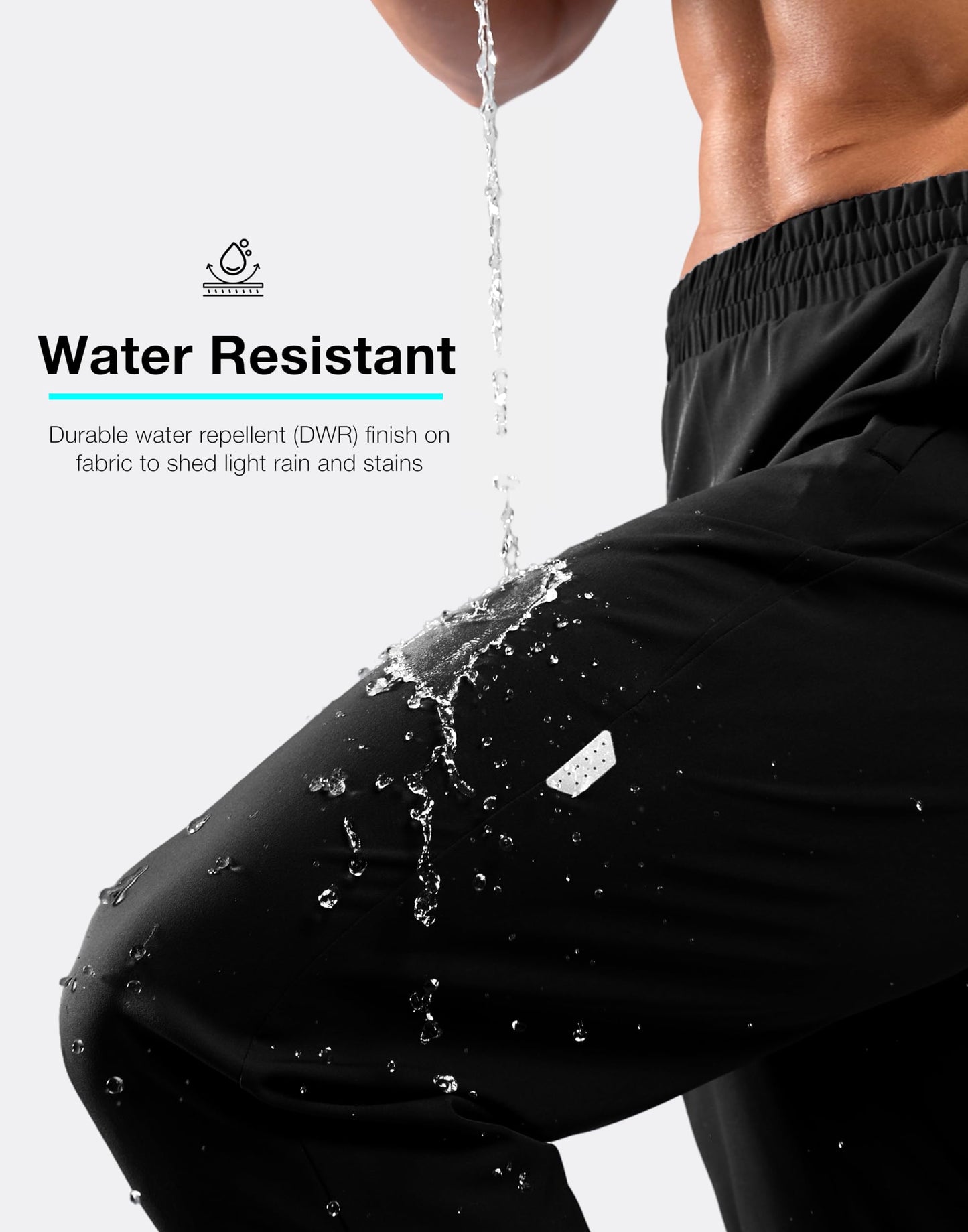 G Gradual Men's Joggers with Zipper Pockets Lightweight Athletic Workout Pants Quick Dry Sweatpants for Men Running Hiking(Black,L)