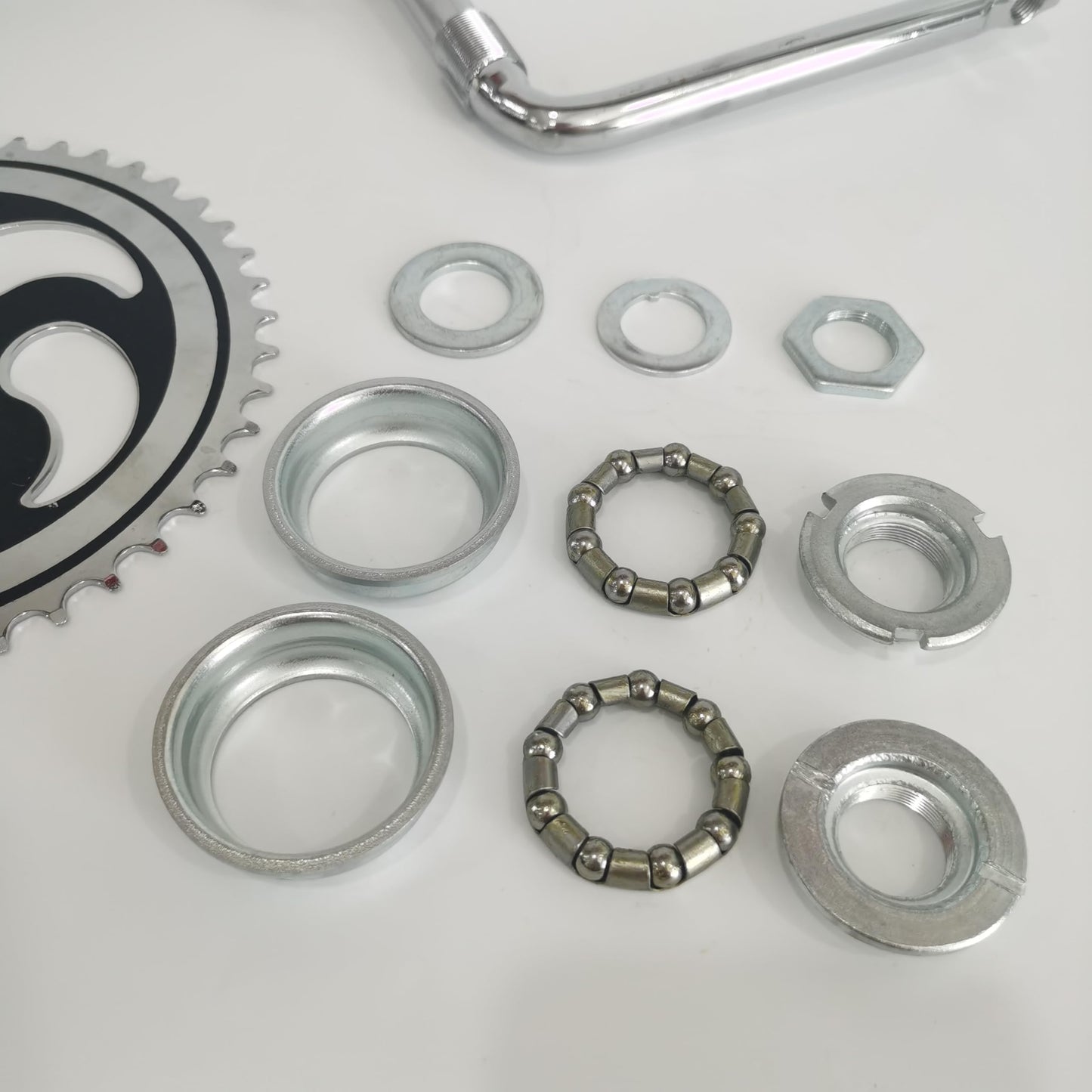 DONSP1986 2”Cup Wide Pedal Crank Kit, One-Piece Crank, for 2- Stroke Motor,Gas Motorized Bicycle 48cc/66cc/80cc (Black-Silver, 44 Teeth)