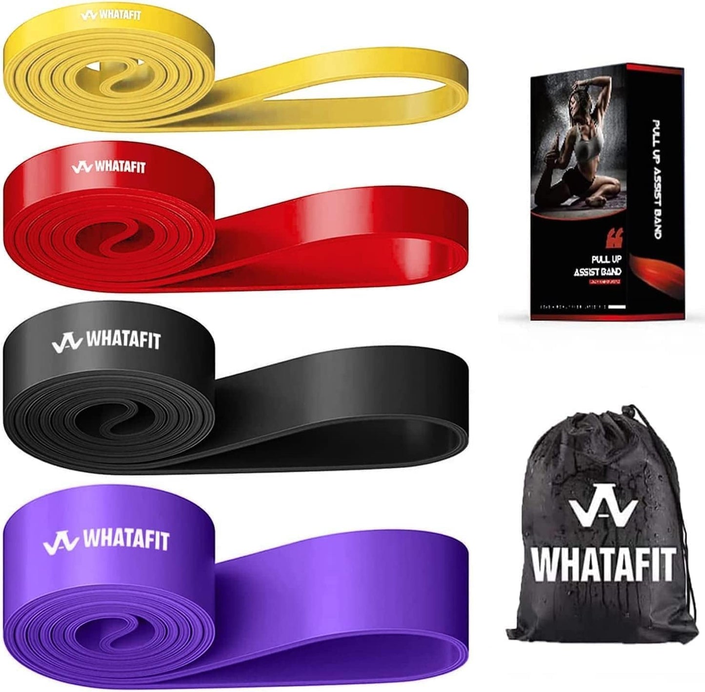 WHATAFIT Resistance Bands, Exercise Bands，Resistance Bands for Working Out, Work Out Bands with Handles for Men and Women Fitness, Strength Training Home Gym Equipment