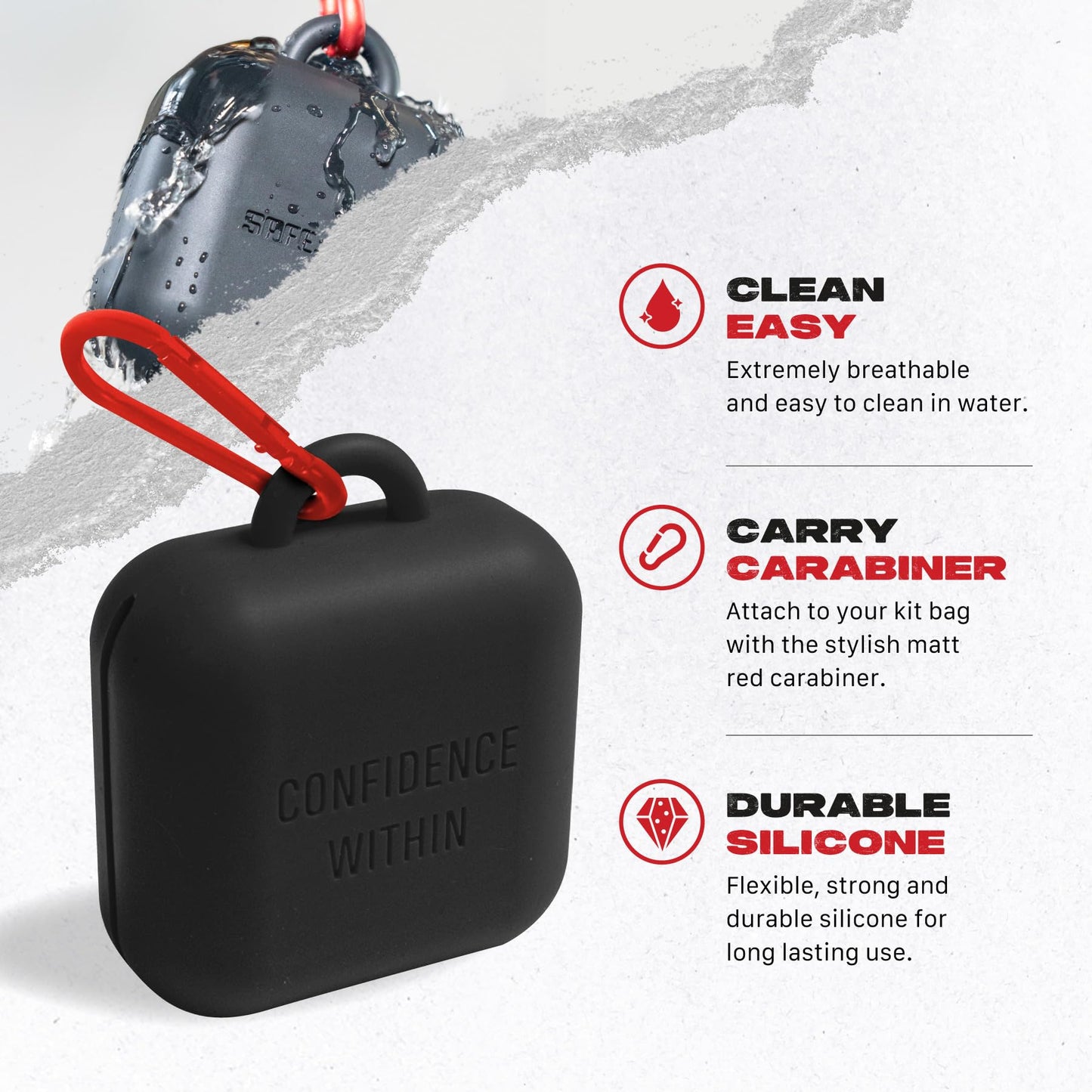 SAFEJAWZ Black Premium Mouth Guard Case with Carabiner Clip
