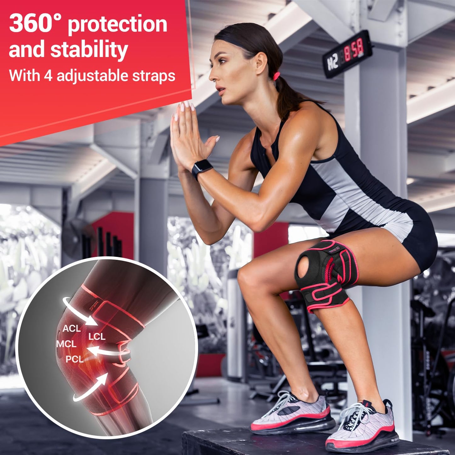 DR. BRACE ELITE Knee Brace with Side Stabilizers & Patella Gel Pads for Maximum Knee Pain Support and knee recovery for men and women-Please Check How To Size Video (Sunrise, Large)