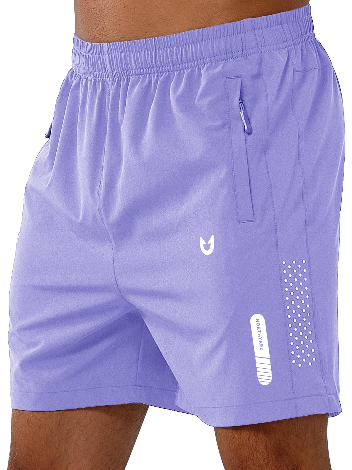 NORTHYARD Men's Athletic Running Shorts Gym Workout 7"/9"/5" Quick Dry Lightweight Sports Basketball Tennis 3 Zipper Pockets VIOLET-5inch S