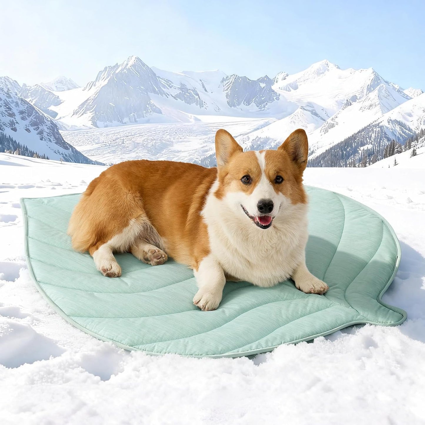 Cooling Mat for Dogs & Cats - Non-Gel, Waterproof Leaf Shaped Pet Pad | 39x34 Inch, Green