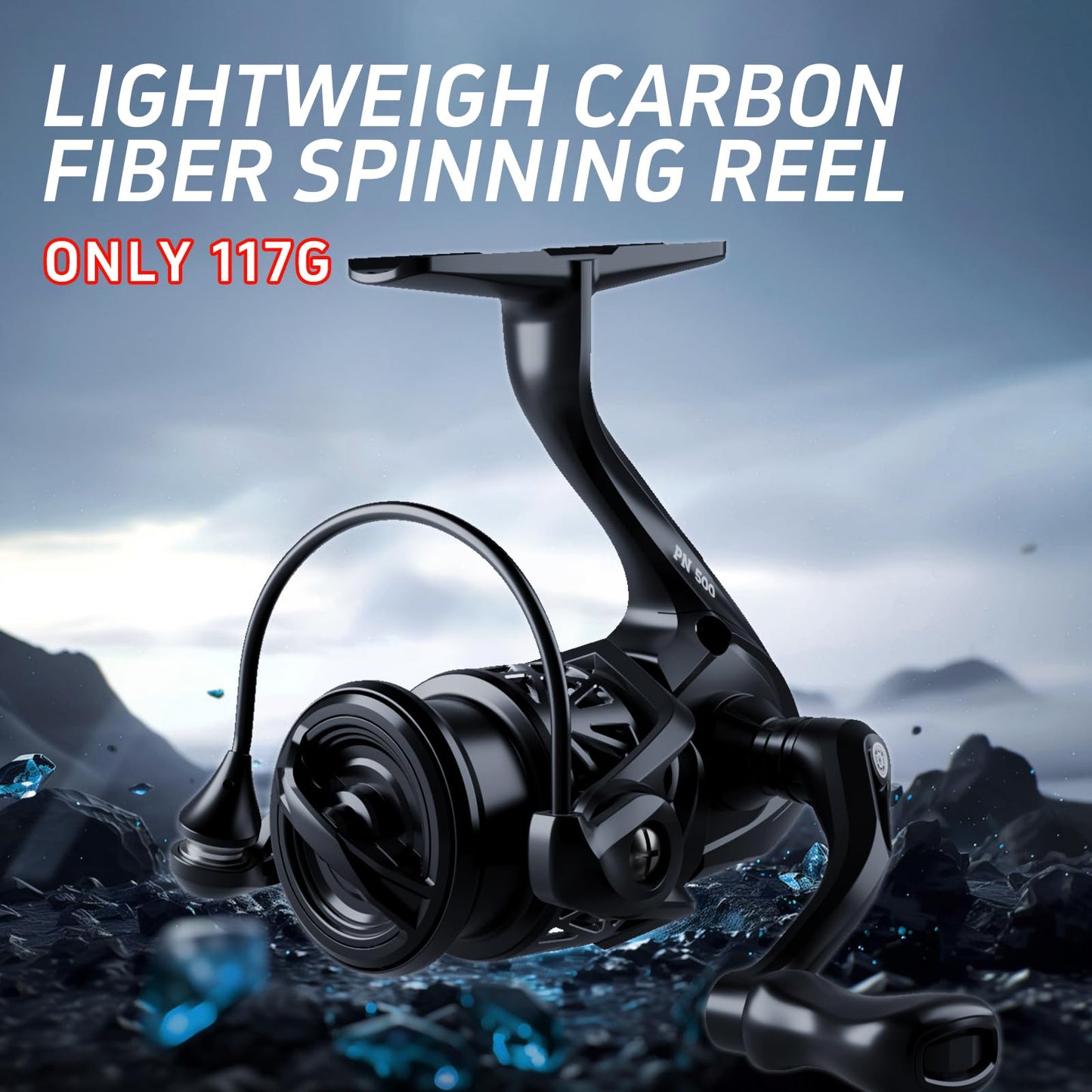 TEBEN PN Ultralight Carbon Fiber Frame Spinning Reel, Saltwater/Freshwater Fishing Reel (PN, 500)