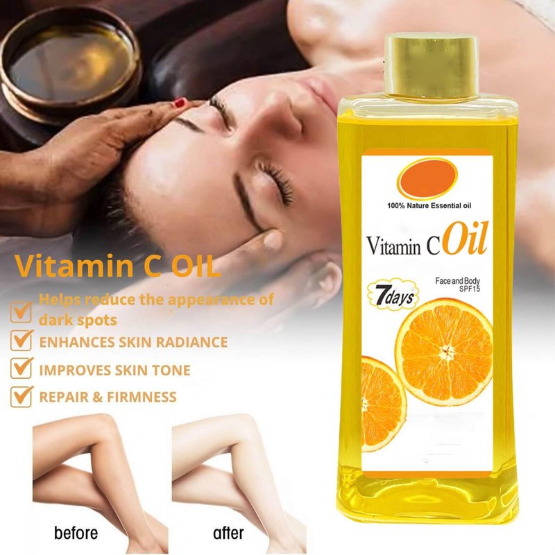 300ml Vitamin C Oil for Skin Brightening - Organic Vitamin C Oil for Face & Body - Soft 7 Body Oil, Moisturizing