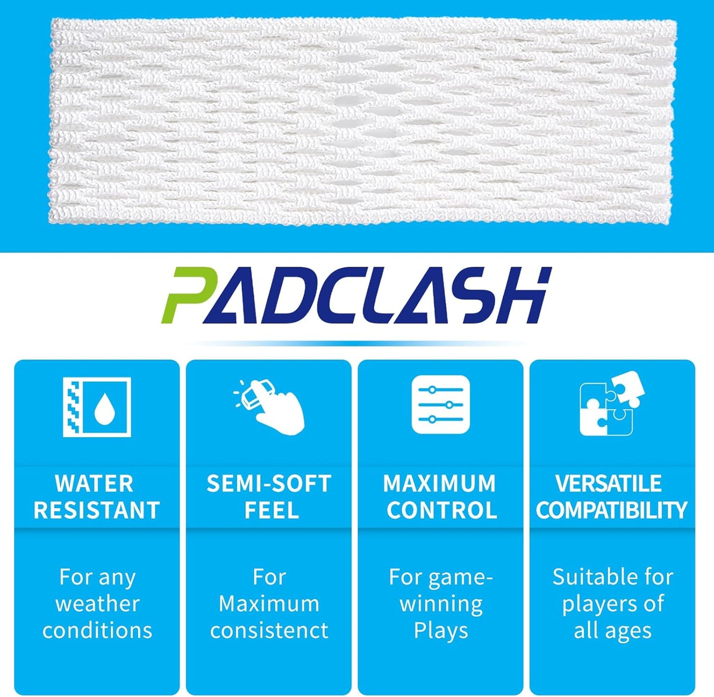 Lacrosse Mesh Stringing Kit - White Semi-Soft Mesh & Durable Strings